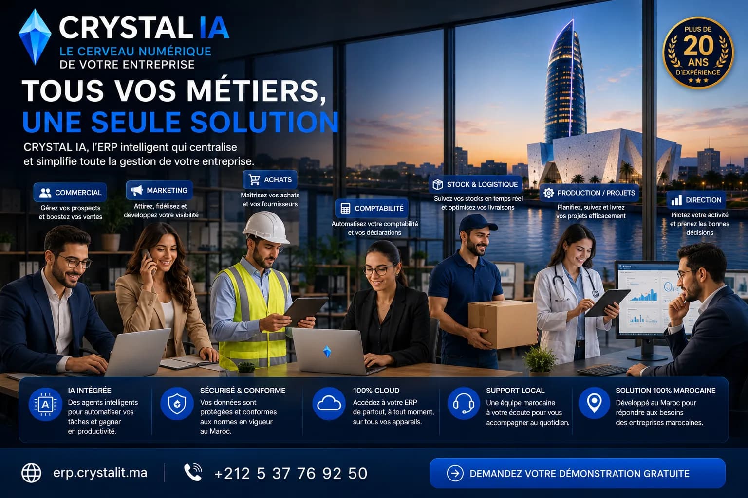 CRYSTAL IA — Tous vos métiers, une seule solution.