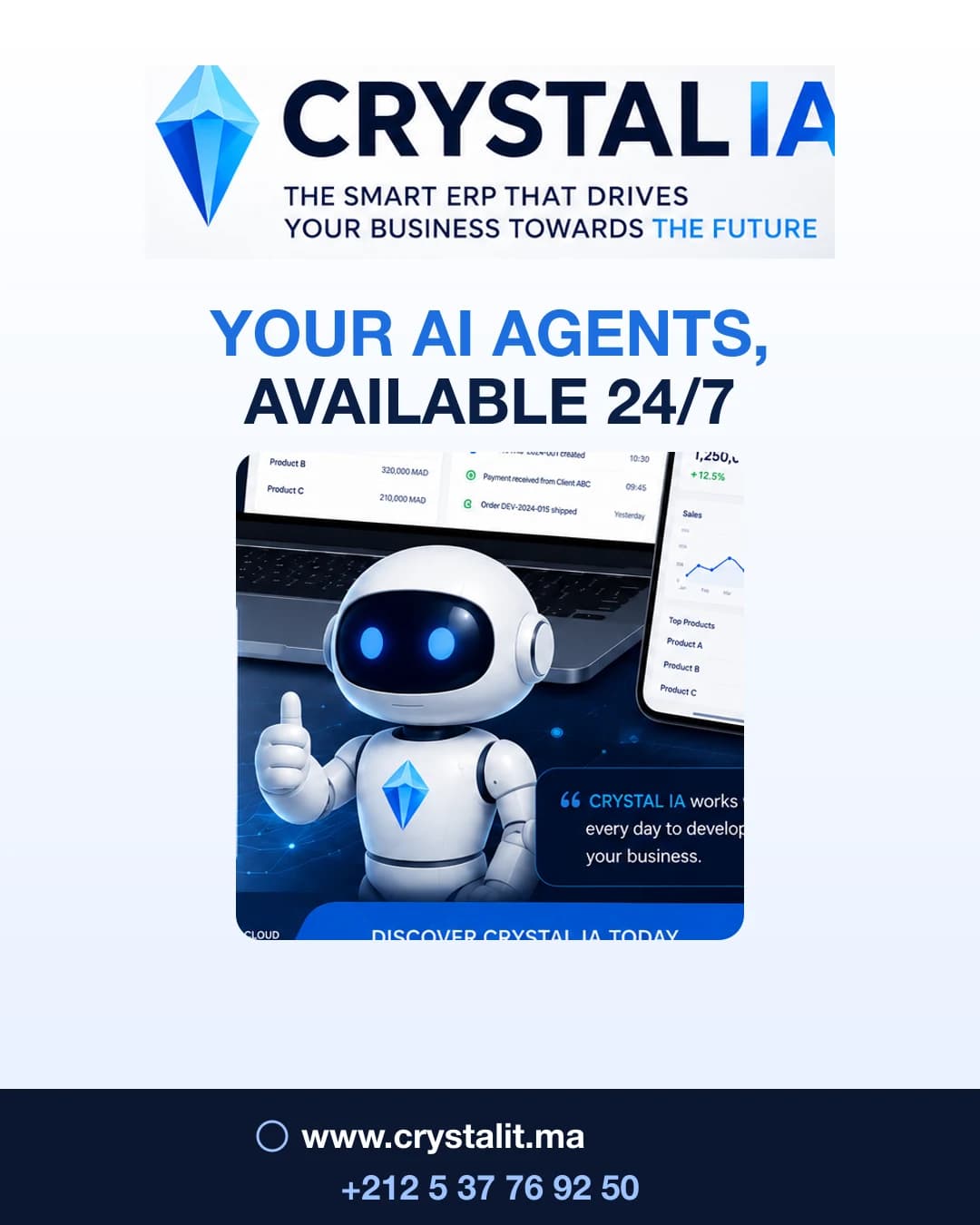 CRYSTAL IA — The digital brain of your business, with your AI agents available 24/7.
