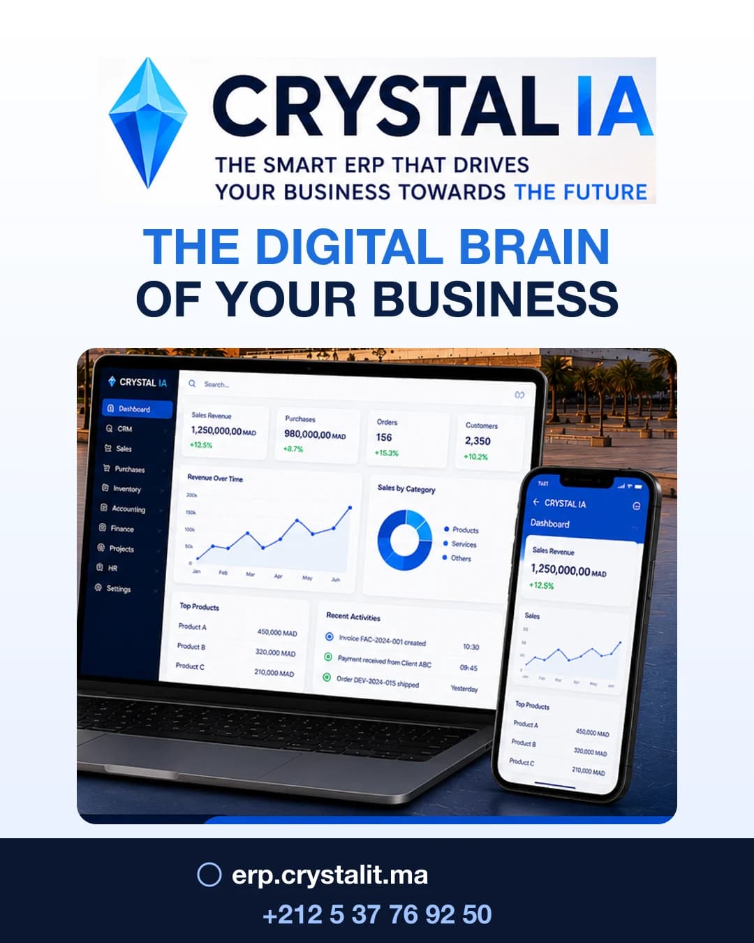 CRYSTAL IA — The digital brain of your business. The all-in-one solution bringing together CRM, invoicing, management and AI.